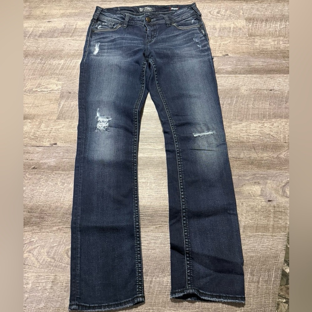 Silver Jeans Dark Blue Straight Leg Women's Jeans